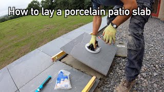 How to lay a porcelain patio slab [upl. by Ynohtnakram]