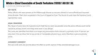 Case Law Tort Hillsborough disaster White v Chief Constable of South Yorkshire 1999 [upl. by Yrahca65]