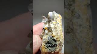 Orange Hyalite Opal on Smoky Quartz Crows Nest Queensland Australia [upl. by Westlund138]