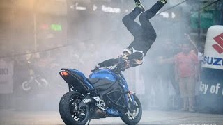 Suzuki Gixxer 2018 Launch with Stunt Rider  ARAS GIBIEZA [upl. by Gile309]