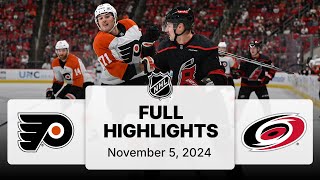 NHL Highlights  Flyers vs Hurricanes  November 5 2024 [upl. by Lizzy]