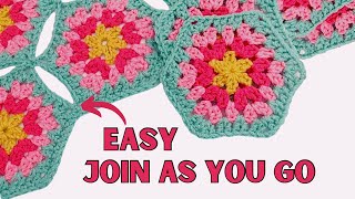 How to crochet the continuous join as you go CJAYG method  Crochet Hexagons  hexagon joining [upl. by Canon]