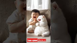 Sabah neşesi funny çocukşarkıları cute baby cat kedi shortvideo shorts keşfet yapayzeka [upl. by Eiramnna]