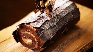 How to make Christmas Chocolate Log Cake “Bûche de Noël au chocolat” [upl. by Eednus]