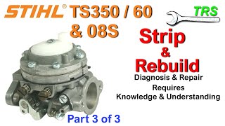 Stihl TS350 TS360  Carburetor Clean Strip Rebuild amp Service 08S Part 3  Chainsaw Wont Start [upl. by Haven862]