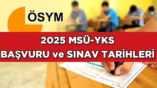 2025 MSÜYKS BAŞVURU VE SINAV TARİHLERİ [upl. by Inohtna378]