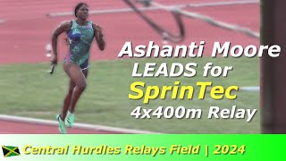 Ashanti Moore  Ashley Williams  Jodean Williams  4x400m  Central Hurdles Relays Field  2024 [upl. by Marylynne]