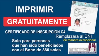 CORONAVIRUS PERU Imprimir Gratuitamente Certificado de Inscripción C4 para recibir bono de 380 soles [upl. by Sices]