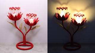 DIY Plastic Bottle Candle Holder Ideas  Tempat lilin bentuk bunga dari botol plastik bekas [upl. by Onairelav]