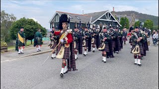 Brothers lead The Highlanders 4 SCOTS Pipes and Drums to the 2022 Braemar Gathering in Scotland [upl. by Eenej]