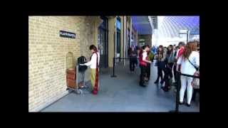 Harry Potter Platform 9 34 At Kings Cross Station London [upl. by Hoye23]