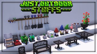 DECORAÇÕES PARA O SEU JARDIM NO MINECRAFT  JUST OUTDOOR STUFFS MOD [upl. by Colon39]