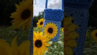 when in summer crochet flowers 🌻 and make pretty phone bags 😉 crochet diy handmade tutorial [upl. by Olmsted]