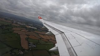 Swiss A220300 cloudy morning departure from Dublin I 4K60 [upl. by Kcaz59]