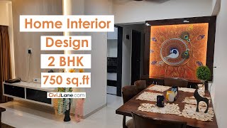 quotHome Interior Design 2BHK  750 sq ftquot by CivilLanecom [upl. by Aivonas]