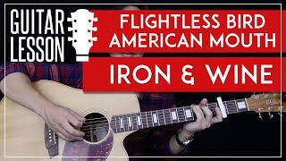 Flightless Bird American Mouth Guitar Tutorial  Iron amp Wine Guitar Lesson 🎸Chords  Guitar Cover [upl. by Lyj]