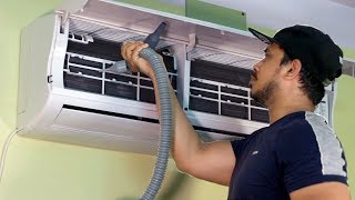 Learn How to Clean an Air Conditioner Servicing AC Cleaning at Home  SMELL FREE AC [upl. by Colwen]