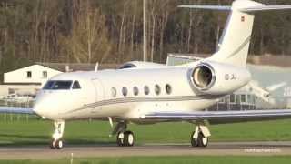 Gulfstream G450 HBJKJ Take Off at Airport BernBelp  View of Swiss Alps [upl. by Andeee650]