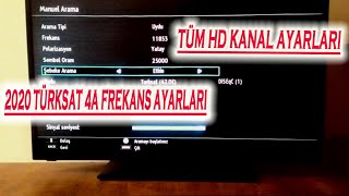 Türksat 4a Uydu Ayarları 2021 Güncel HD Kanal Frekansları Vestel Tv lerde Manuel Kanal Arama [upl. by Ainoval969]