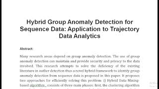 Hybrid Group Anomaly Detection for Sequence Data Application to Trajectory Data Analytics [upl. by Nale]