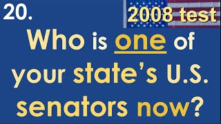 20 Who is one of your state’s US senators now 100 Official Questions for 2008 Citizenship Test [upl. by Adniroc]