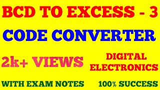 BCD TO EXCESS  3 CODE CONVERTER  BCD TO EXCESS  3 CODE CONVERSION  DIGITAL ELECTRONICS  NOTES [upl. by Aikemahs299]