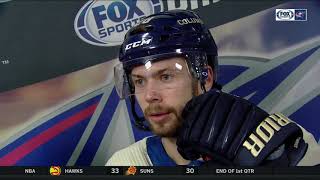 Oliver Bjorkstrand recaps Blue Jackets loss to Blues [upl. by Hteazile]