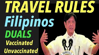 PHILIPPINE TRAVEL REQUIREMENTS FOR FILIPINOS  VACCINATED AND UNVACCINATED  TESTING AND QUARANTINE [upl. by Ahsekim]