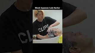 💈ASMR Cute Japanese Lady Barber Sae  Curly Hair Trim Straight Razor Shaving Head Wash amp Spa [upl. by Esnohpla]