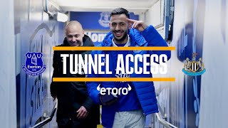 A PERFECT NIGHT UNDER THE LIGHTS  Tunnel Access Everton v Newcastle [upl. by Jarvey]