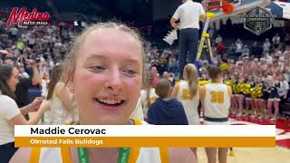 Olmsted Falls Bulldogs Maddie Cerovac after their 5245 D1 State Championship win over Springboro [upl. by Krawczyk294]