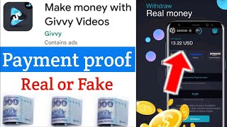 Withdraw Proof by Givvy app  Payment proof of Givvy videos  Earn Track earningapp [upl. by Fuller]