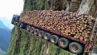 Dangerous Idiots Fastest Logging Wood Truck Operator Biggest Heavy Equipment Truck Fails Driving [upl. by Orsa]