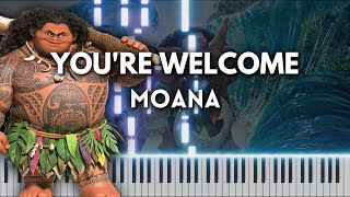 Youre Welcome  Piano Tutorial  Cover Moana Soundtrack FREE MIDI [upl. by Rex]