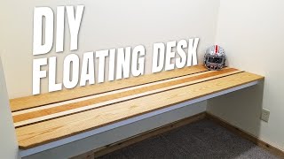 DIY Floating Desk with AWESOME Computer Cable Management  How to  Home Office Makeover Part 1 [upl. by Simsar]