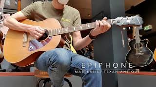 Epiphone Masterbilt Texan Antique Natural Aged Gloss Acoustic Guitar  No Talking [upl. by Hsak]