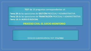 TEST oposiciones de Gestión TEMA 29  Tramitación TEMA 18  Auxilio Judicial TEMA 16  test 31 [upl. by Audry]