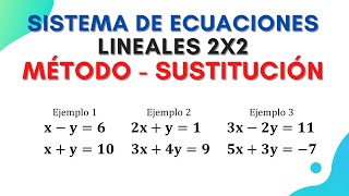 Sistema de ecuaciones lineales 2x2  Método de SUSTITUCIÓN  Súper fácil  Paso a paso [upl. by Ttenrag]