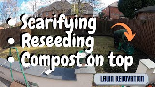 scarifying reseeding and covering with compost [upl. by Stephana]