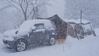 Heavy Snowfall Car Camping [upl. by Eerak777]