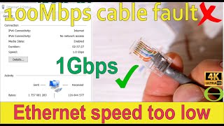 Ethernet speed capped at 100Mbps fixed to 1Gbps  cable fault [upl. by Carissa776]