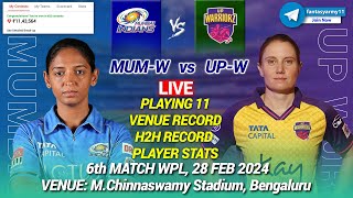 🔴LIVE MUMw vs UPw Live Prediction MI vs UP  Mumbai vs UP 6TH WPL 2024 [upl. by Jordan]