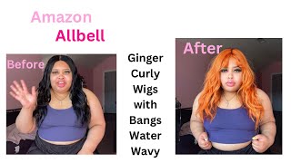 Amazon Wig Unboxing 7 Wig Ginger Curly Wigs with Bangs Water Wavy AllBell Synthetic Wig [upl. by Ullman134]