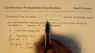 Find the Probability Density Function for Continuous Distribution of Random Variable [upl. by Aikcir]