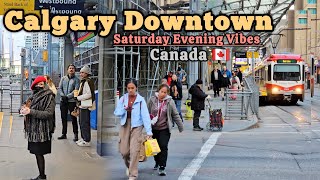 Calgary Downtown on Saturday Evening Walking Tour Calgary alberta Canada [upl. by Attegroeg136]