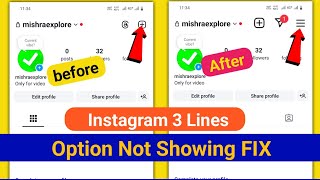 Instagram 3 Lines option not showing  instagram 3 lines option Not Showing fix [upl. by Devlen]