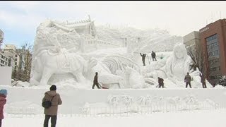 Sapporo Snow Festival showcases scuptures [upl. by Nuhsed421]