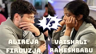 Alireza defeats Vaishali in their first game of the WR Chess Masters Cup  Chess  Alirezja [upl. by Moraj]