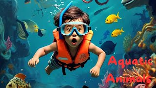 Learn 3D Aquatic Animals with Fun 🤩3danimationknisforkids [upl. by Elleirol845]