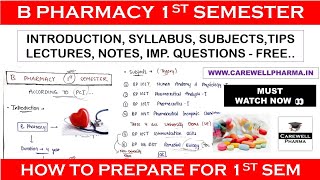 B Pharmacy 1st Semester Classes  Introduction Syllabus subjects tips Lectures Imp Ques etc [upl. by Spancake]